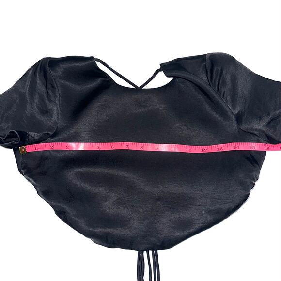 Zara Black Satin Open Back Strappy Criss Cross Crop Top Size XS - Picture 13 of 14